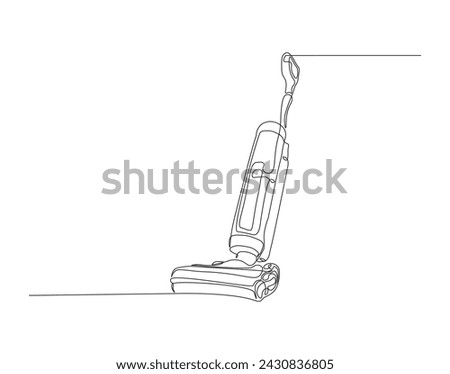 Continuous Line Drawing Of Electric Vacuum Cleaner Machine. One Line Of Vacuum Cleaner. Electric Vacuum Continuous Line Art. Editable Outline.
