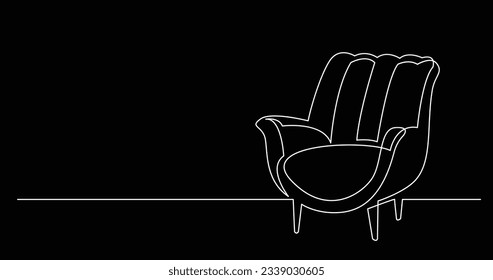continuous line drawing of elegant comfortable lounge armchair