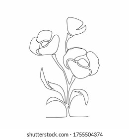 Continuous line drawing of elegant flowers. drawing flowers in one line style. Floral patterns with beautiful flowers isolated on white background.