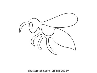 Continuous line drawing of elegant honeybee for company logo identity. Organic honey farm icon concept vector illustration