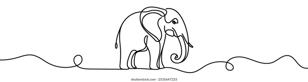 Linha contínua desenhando elefante minimalista design vetor ilustração