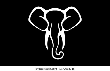 Continuous line drawing. Elephant walking symbol. Logo of the elephant. Vector illustration