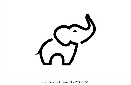 Continuous line drawing. Elephant walking symbol. Logo of the elephant. Vector illustration