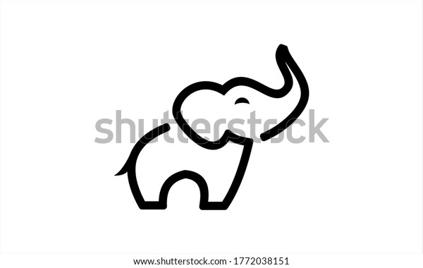 Continuous Line Drawing Elephant Walking Symbol Stock Vector Royalty Free