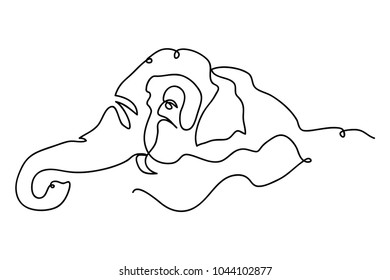 continuous line drawing of elephants wildlife vector illustration