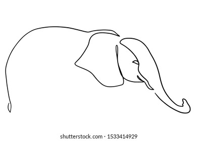 continuous line drawing of elephants wildlife vector illustration