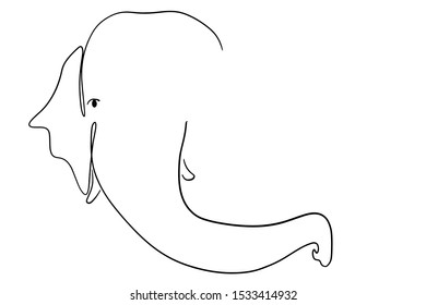 continuous line drawing of elephants wildlife vector illustration
