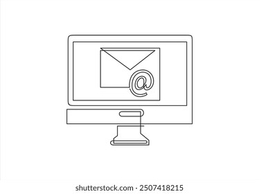 Continuous Line Drawing of E-Mail Marketing Icon. Hand Drawn Symbol Vector Illustration.