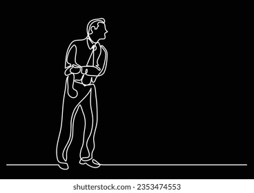 continuous line drawing of emotional business person rolling up sleeves