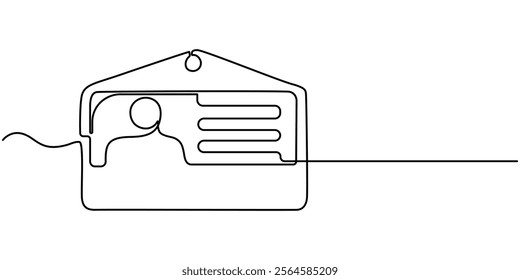 continuous line drawing employee identification card illustration vector, Continuous one line drawing employee identification card illustration. Vector ID one line card, Business ID Card Continuous.