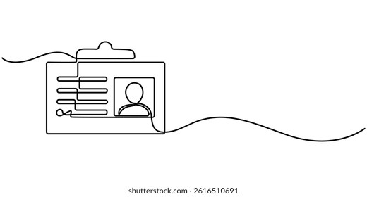  continuous line drawing employee identification card illustration vector, Continuous one line drawing employee identification card illustration. Vector ID one line card, Business ID Card Continuous.