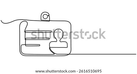  continuous line drawing employee identification card illustration vector, Continuous one line drawing employee identification card illustration. Vector ID one line card, Business ID Card Continuous.