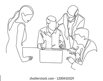 continuous line drawing of an employee is meeting a business idea vector business illustration