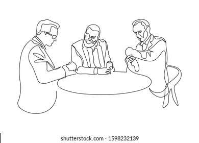 continuous line drawing of an employees in a meeting a business idea vector business illustration.