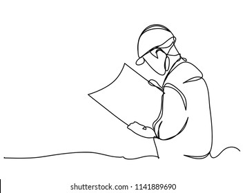 continuous line drawing engineer building
Construction supervision vector illustration simple.