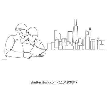 continuous line drawing engineer building
Construction supervision vector illustration simple.