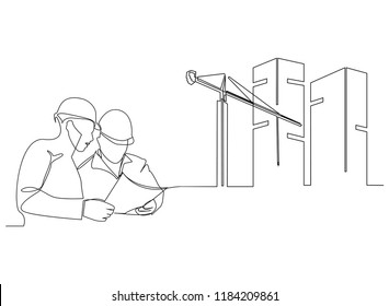 continuous line drawing engineer building
Construction supervision vector illustration simple.