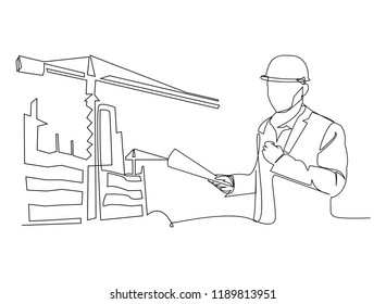 continuous line drawing engineer building
Construction supervision vector illustration simple.