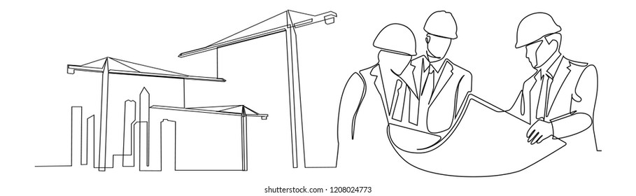continuous line drawing engineer building
Construction supervision vector illustration simple.industry
