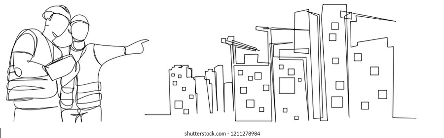 continuous line drawing engineer building
Construction supervision vector illustration simple.industry