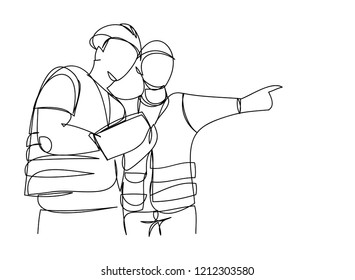 continuous line drawing engineer building
Construction supervision vector illustration simple.