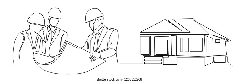 continuous line drawing engineer building house
Construction supervision vector illustration simple.industry
