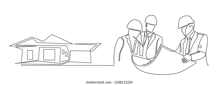 continuous line drawing engineer building house
Construction supervision vector illustration simple.industry