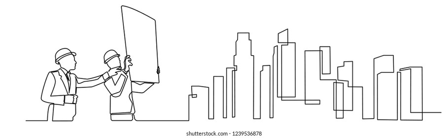 continuous line drawing engineer building
Construction supervision vector illustration simple.