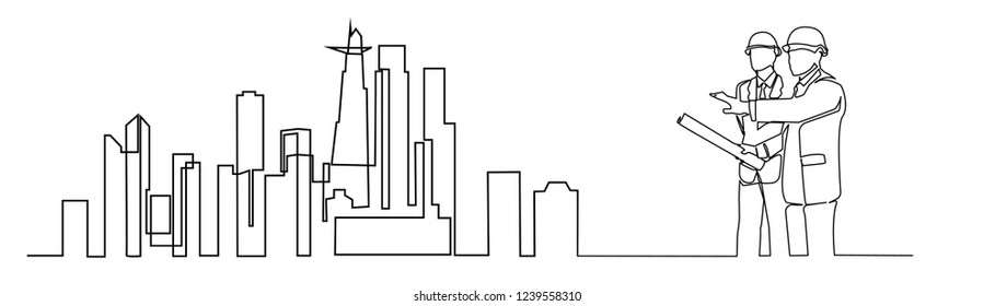 continuous line drawing engineer building
Construction supervision vector illustration simple.