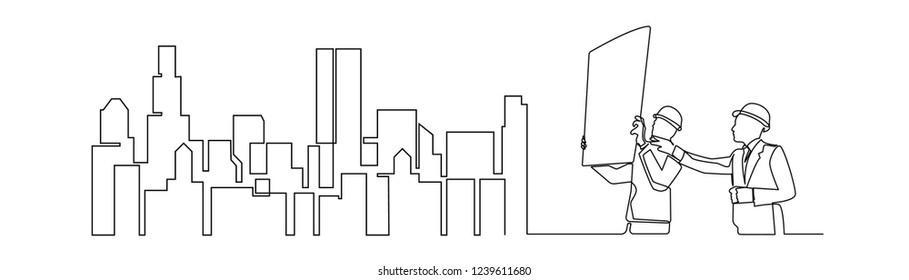 continuous line drawing engineer building
Construction supervision vector illustration simple.industry