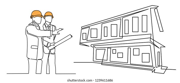 continuous line drawing engineer building
Construction supervision vector illustration simple.industry
