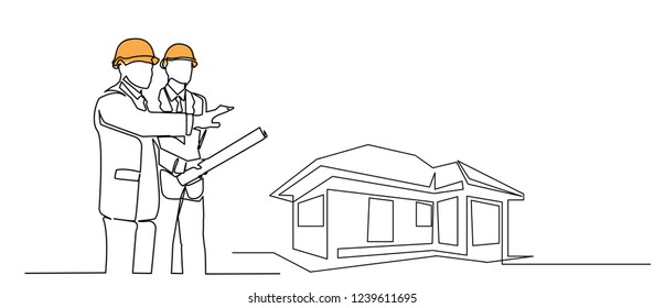 continuous line drawing engineer building
Construction supervision vector illustration simple.industry