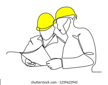 continuous line drawing engineer building
Construction supervision vector illustration simple.