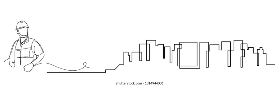continuous line drawing engineer building
Construction supervision vector illustration simple.industry