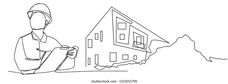 continuous line drawing engineer building
Construction supervision vector illustration simple.industry