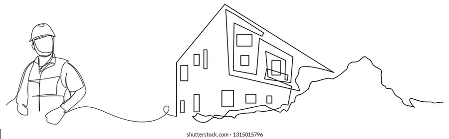 continuous line drawing engineer building
Construction supervision vector illustration simple.industry