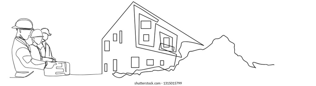 continuous line drawing engineer building
Construction supervision vector illustration simple.industry