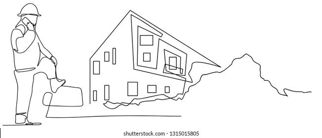 continuous line drawing engineer building
Construction supervision vector illustration simple.industry