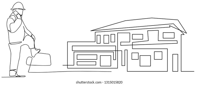 continuous line drawing engineer building
Construction supervision vector illustration simple.industry