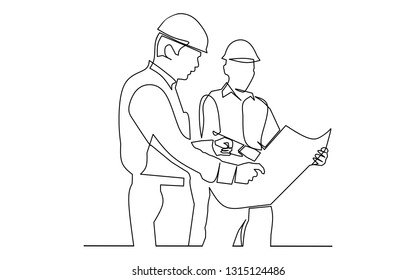 continuous line drawing engineer building
Construction supervision vector illustration simple.industry