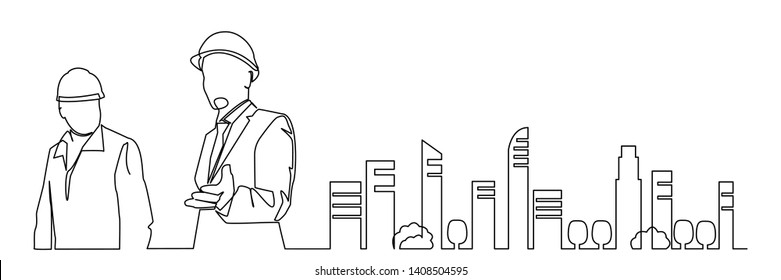 continuous line drawing engineer building
Construction supervision vector illustration simple.industry