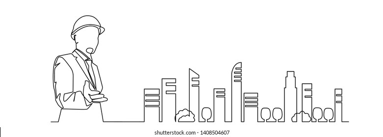 continuous line drawing engineer building
Construction supervision vector illustration simple.industry