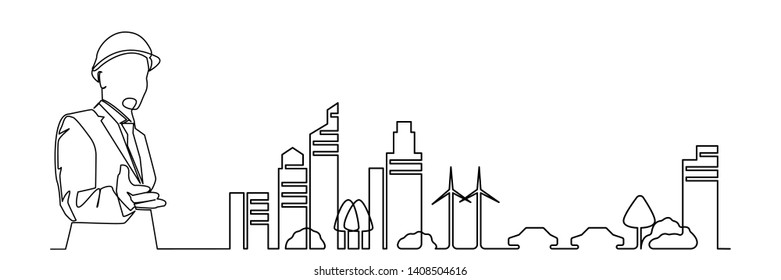 continuous line drawing engineer building
Construction supervision vector illustration simple.industry