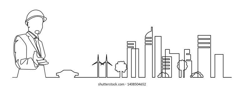 continuous line drawing engineer building
Construction supervision vector illustration simple.industry