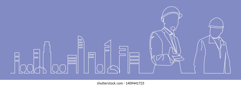 continuous line drawing engineer building
Construction supervision vector illustration simple.industry