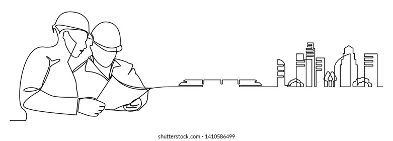 continuous line drawing engineer building
Construction supervision vector illustration simple.industry