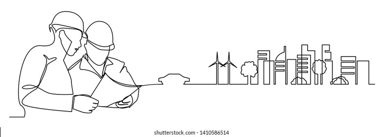 continuous line drawing engineer building
Construction supervision vector illustration simple.industry
