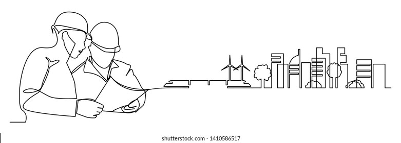 continuous line drawing engineer building
Construction supervision vector illustration simple.industry