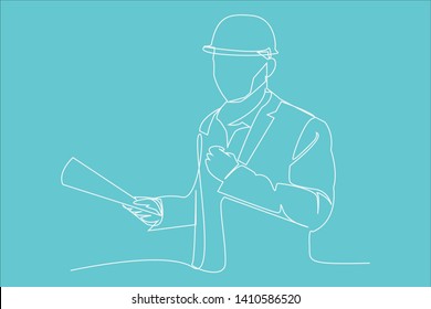 continuous line drawing engineer building
Construction supervision vector illustration simple.industry
