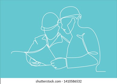 continuous line drawing engineer building
Construction supervision vector illustration simple.industry